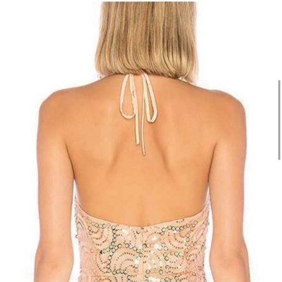 NWT ABOUT US x REVOLVE Jane Nude Sequin Halter Mini Dress, Size XS - Picture 4 of 6